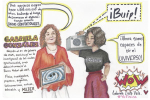 <a href="https://members.ift.uam-csic.es/ed/wp-content/uploads/2021/11/Gabriela-Gonzalez_GabrielaLista.jpg" style="color : black;font-style: italic;">Gabriela González y las ondas gravitacionales</a><br><br><h style="color : white; ">Gabriela Pérez Lista<br>Venezuela</h>
